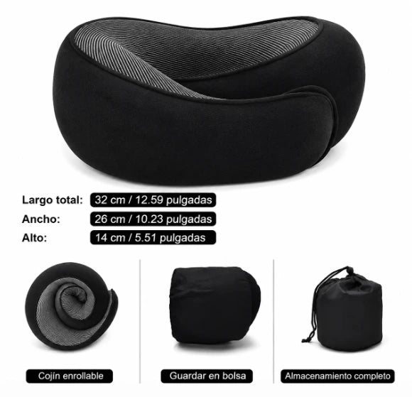Neckluxe® Premium | Viaja Sin Dolor de Cuello | Negro con bolsa