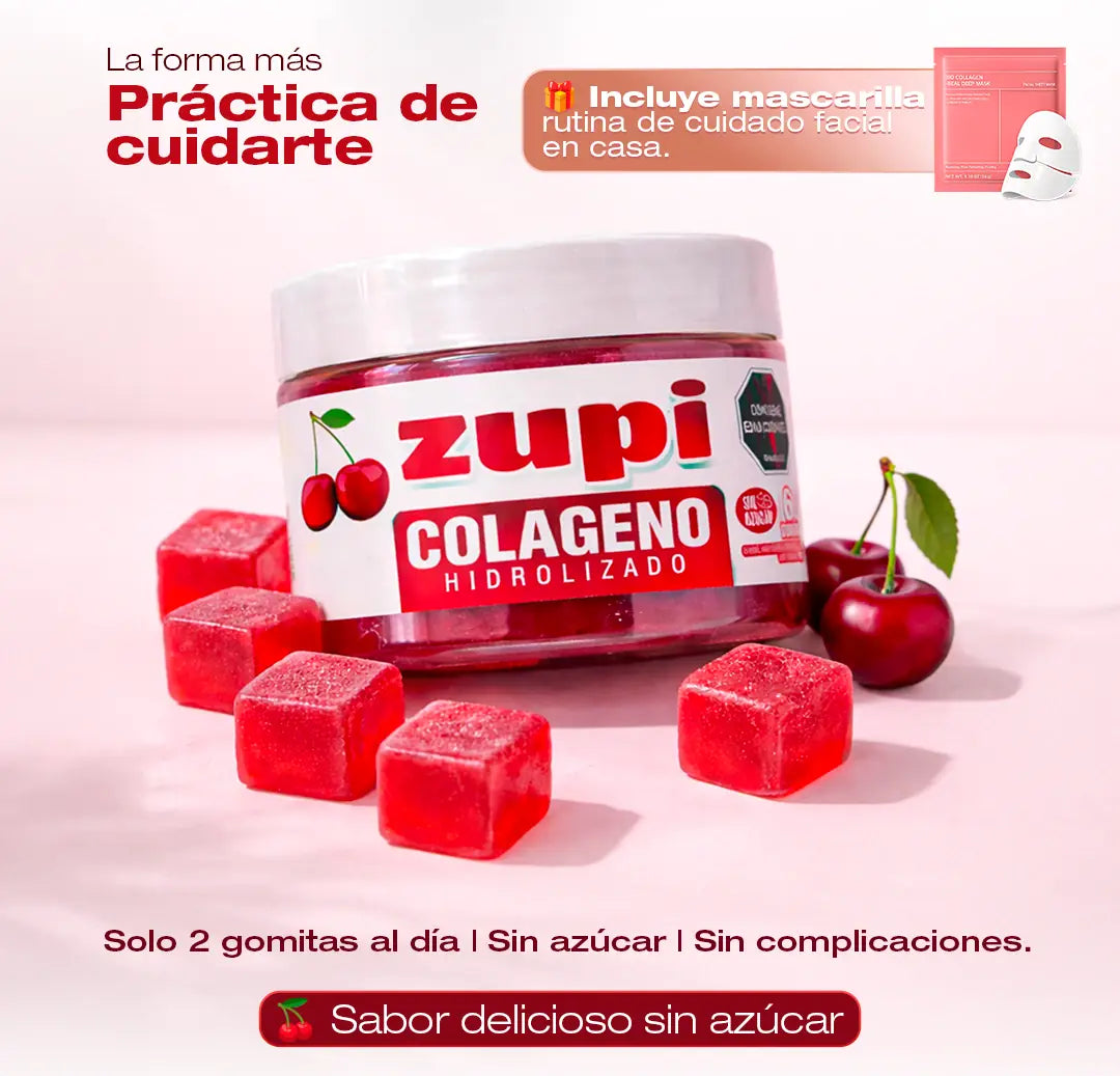 GOMAS DE COLAGENO HIDROLIZADO ZUPI + MASCARILLA DE OBSEQUIO